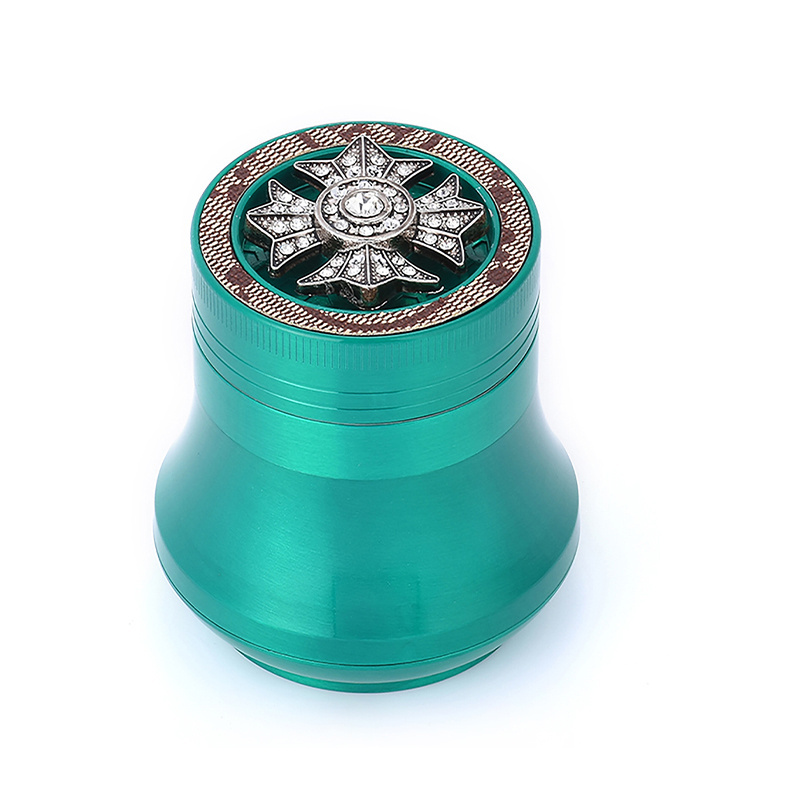 WOWO TECH Unique Drum Shape Rotatable Design 4 Pieces Zinc Alloy Tobacco Manual Herb Grinder with Diamond