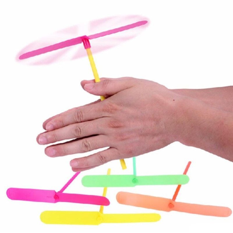 Novelty Plastic Bamboo Dragonfly Propeller Baby Kids Outdoor Toy Tradition Classic Nostalgic Toys Flying Arrows