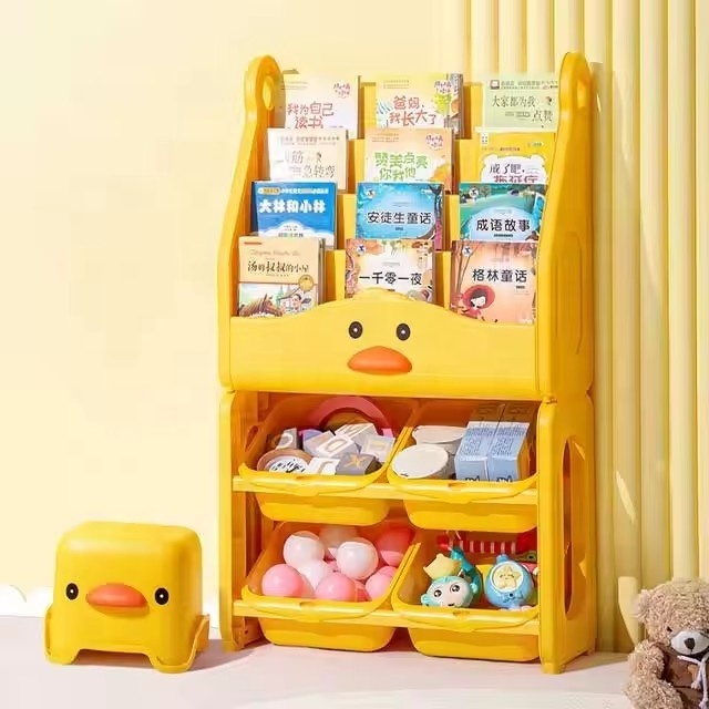 Multifunctional Kids Desk Removable Bookshelf With Wheels Children's Toy Storage Holders Racks