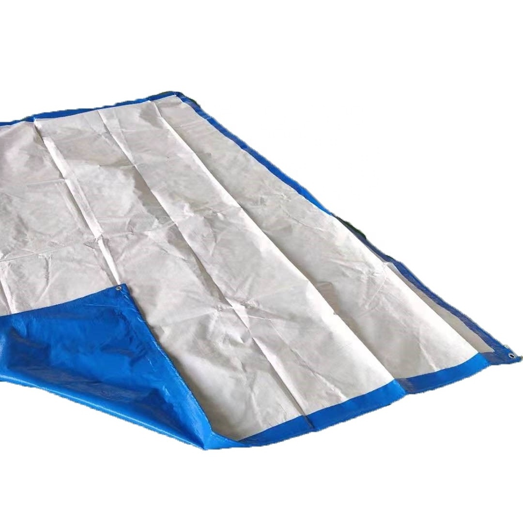 130GSM High Quality HDPE Coated Blue White Color Plastic Fabric Sheets 100% Waterproof Truck Cover Poly Tarp PE Tarpaulins