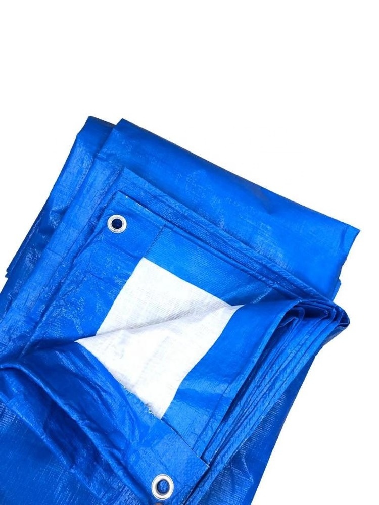 130GSM High Quality HDPE Coated Blue White Color Plastic Fabric Sheets 100% Waterproof Truck Cover Poly Tarp PE Tarpaulins