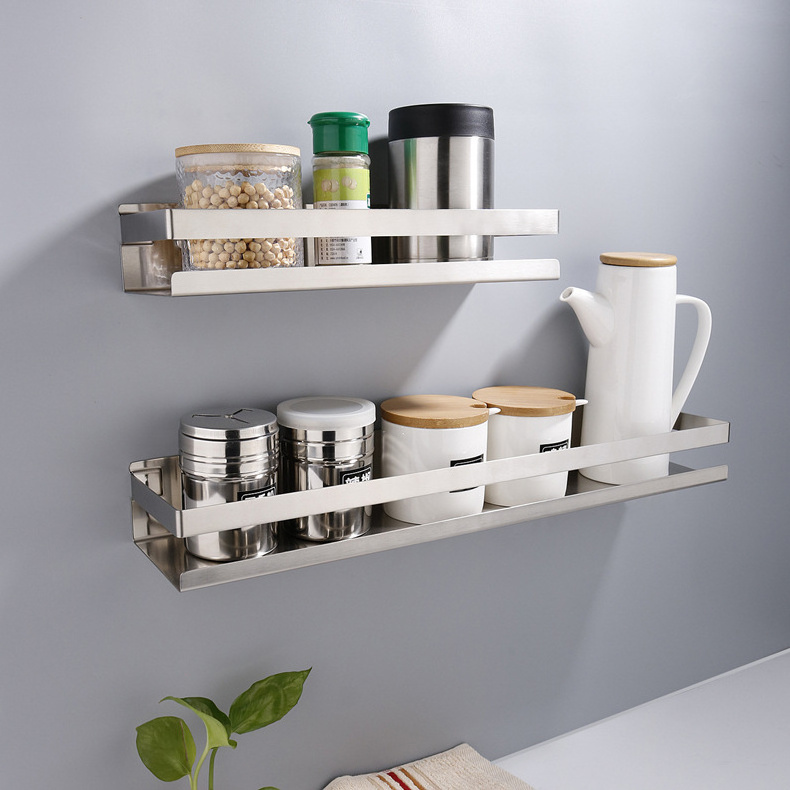 Sanga Low Price Wholesale Stainless Steel No Drill Storage Organizer Wall Mounted Spice Rack Restaurant Kitchen Shelf