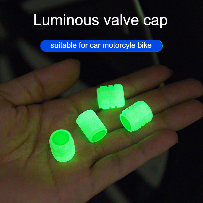 Universal 4pcs fluorescent luminous glow car bike motorcycle tire valve caps