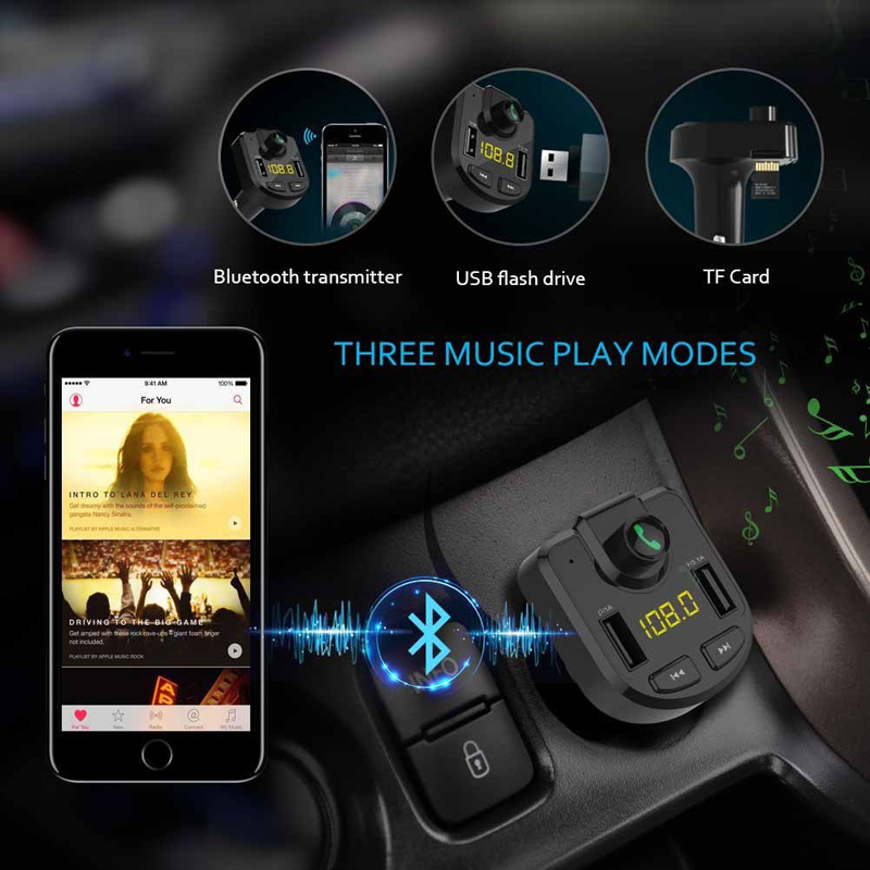 Multifunction mini dual USB fast phone charger car mp3 player with FM transmitter