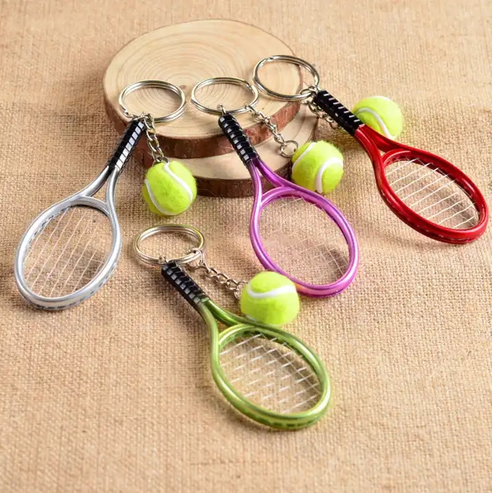 Cute Sport Mini Tennis Racket Pendant Keychain Fashion Tennis Key Chain Personality Car Key Chain Bag Pendant