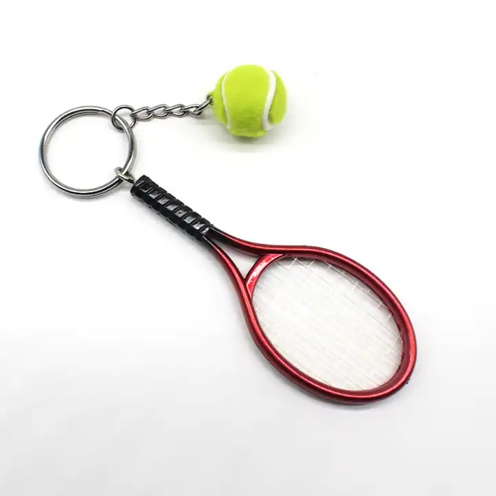 Cute Sport Mini Tennis Racket Pendant Keychain Fashion Tennis Key Chain Personality Car Key Chain Bag Pendant