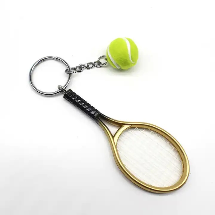 Cute Sport Mini Tennis Racket Pendant Keychain Fashion Tennis Key Chain Personality Car Key Chain Bag Pendant