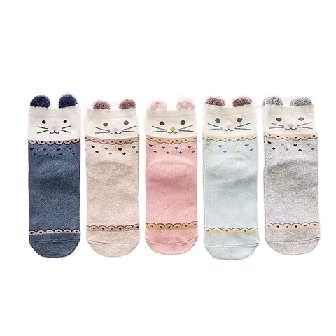 Autumn and winter new three-dimensional cartoon animal mid-calf cute feather yarn polyester socks for women