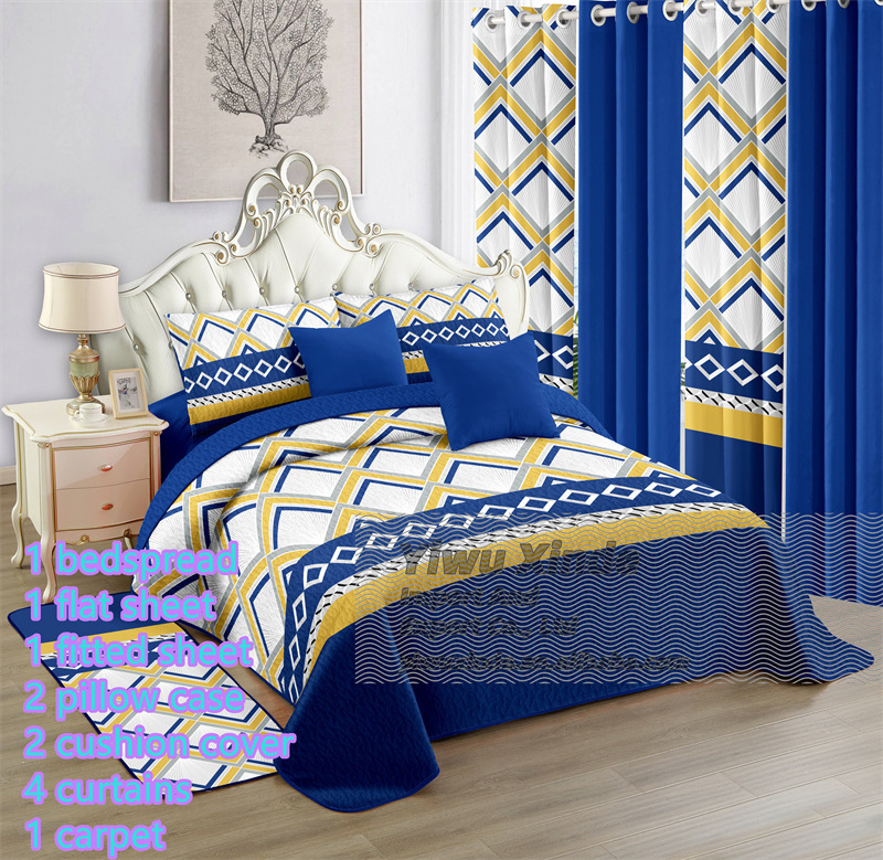 Fast shipping 12 piece bedding sets with curtains wholesale low price luxury package king size bedroom sheets 12 pieces sheet