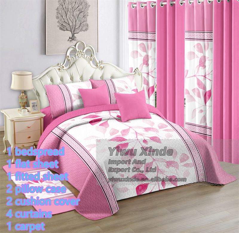 Fast shipping 12 piece bedding sets with curtains wholesale low price luxury package king size bedroom sheets 12 pieces sheet