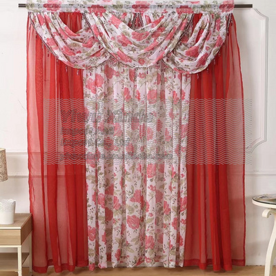 5pcs Floral Curtains Long Printed Grommet Cotton Window Curtains for Living Room Bedroom Light Filtering Linen Style Curtain