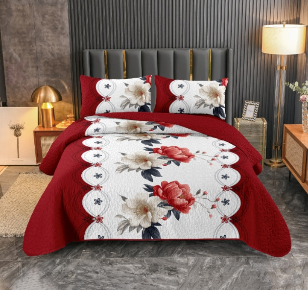 Lilianna Floral Bedspread king size 3pcs bedspread set cotton quilted bedspread couvre-lit winter coverlet