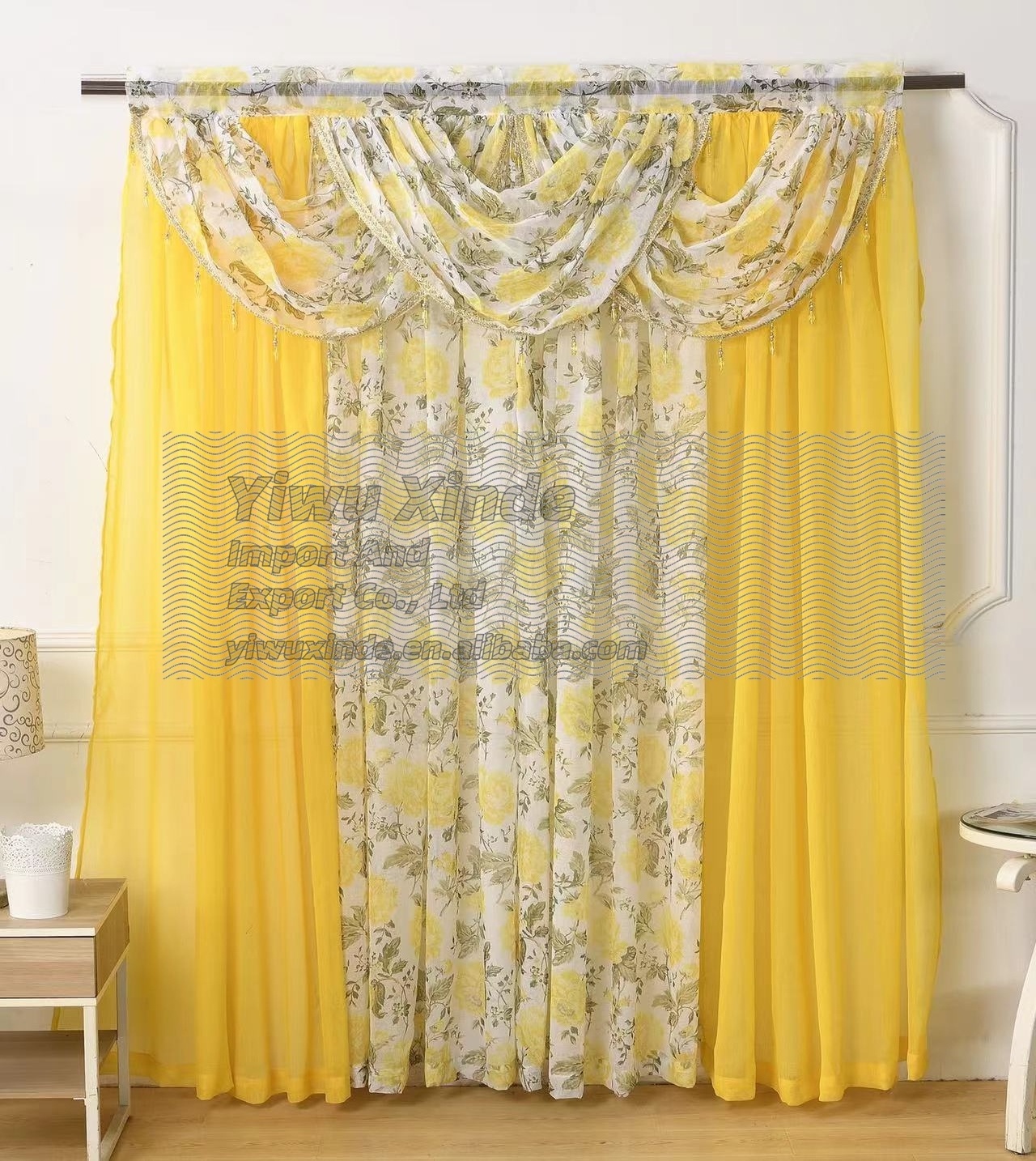 5pcs Floral Curtains Long Printed Grommet Cotton Window Curtains for Living Room Bedroom Light Filtering Linen Style Curtain