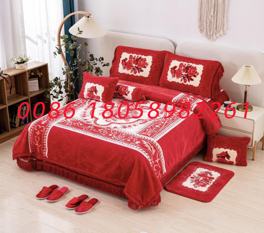 blanket for winter velvet fabric bedding set flannel quilted bedspread cotton 10pcs velvet bedspread king size woven blanket