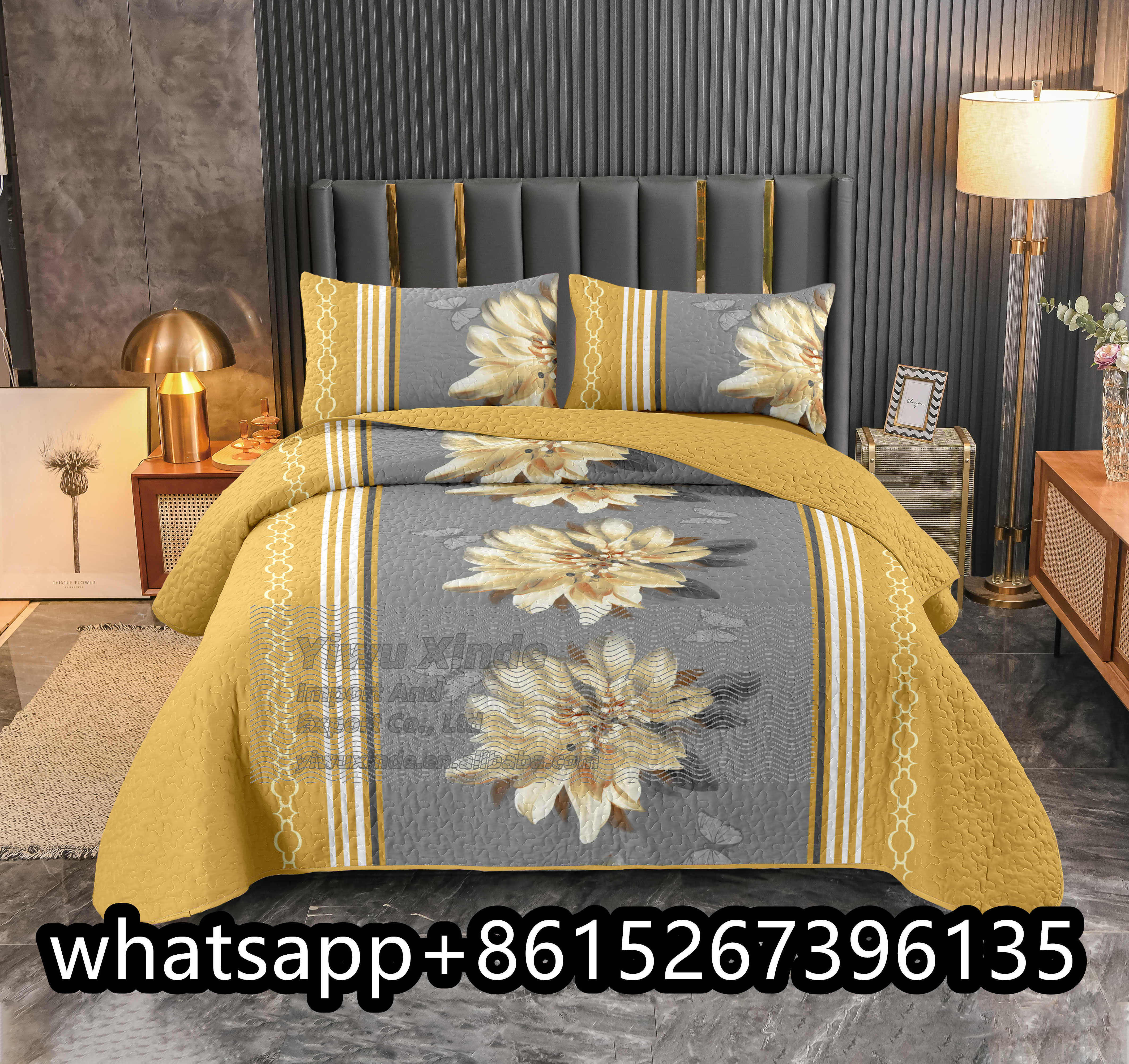 Lilianna Floral Bedspread king size 3pcs bedspread set cotton quilted bedspread couvre-lit winter coverlet