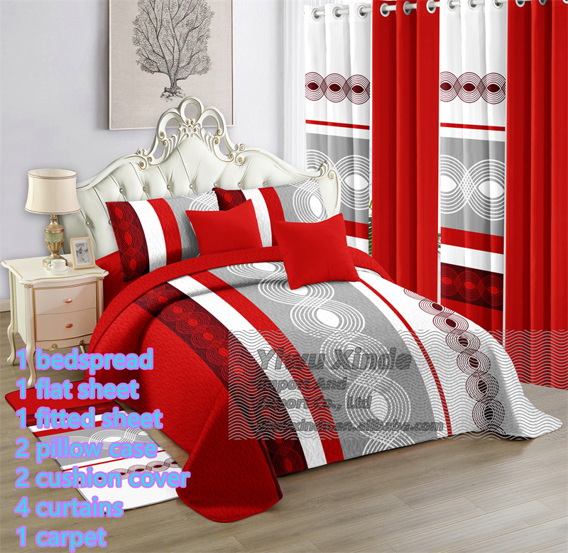 Fast shipping 12 piece bedding sets with curtains wholesale low price luxury package king size bedroom sheets 12 pieces sheet