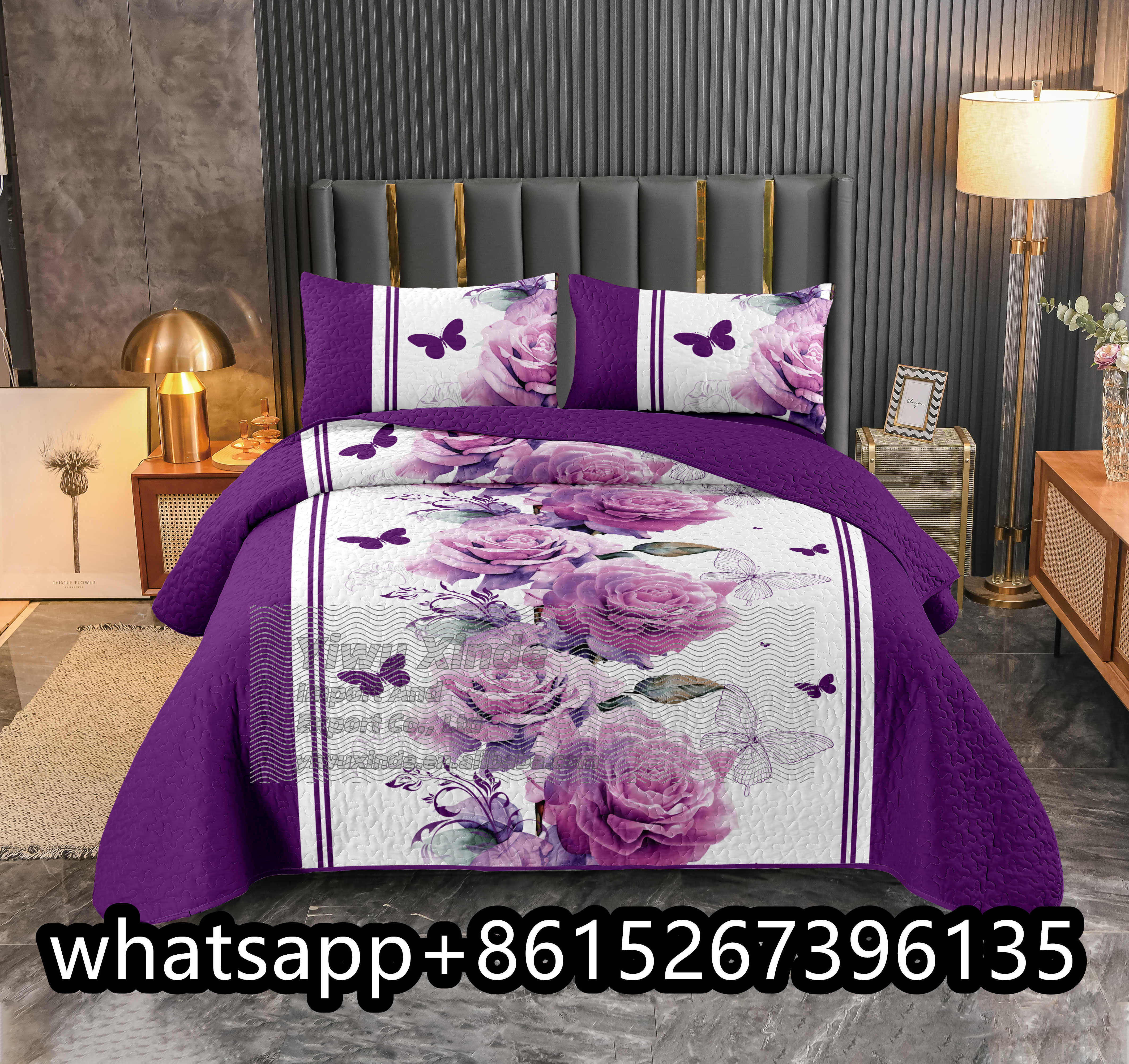 Lilianna Floral Bedspread king size 3pcs bedspread set cotton quilted bedspread couvre-lit winter coverlet