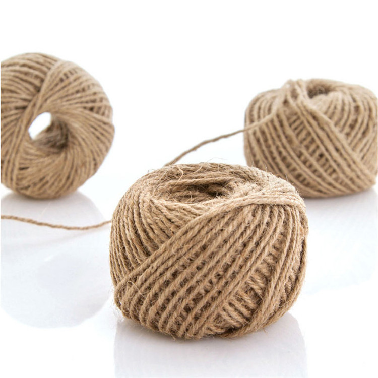 Wholesale high quality flower packing accessory brown natural linen twist hemp rope