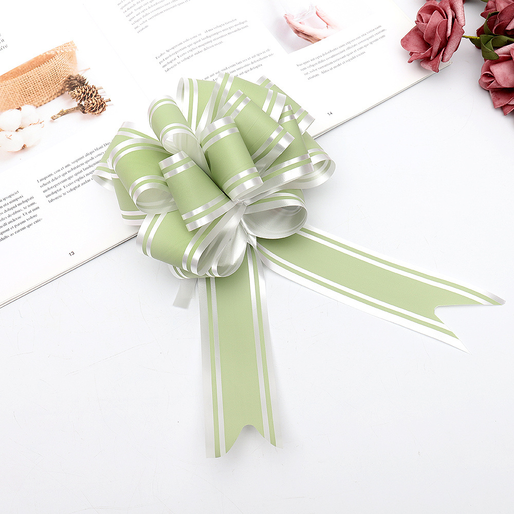 Handmade Gift Wrapping double stripes  edged Pull String Bows Wrap Ribbon for Wedding Party