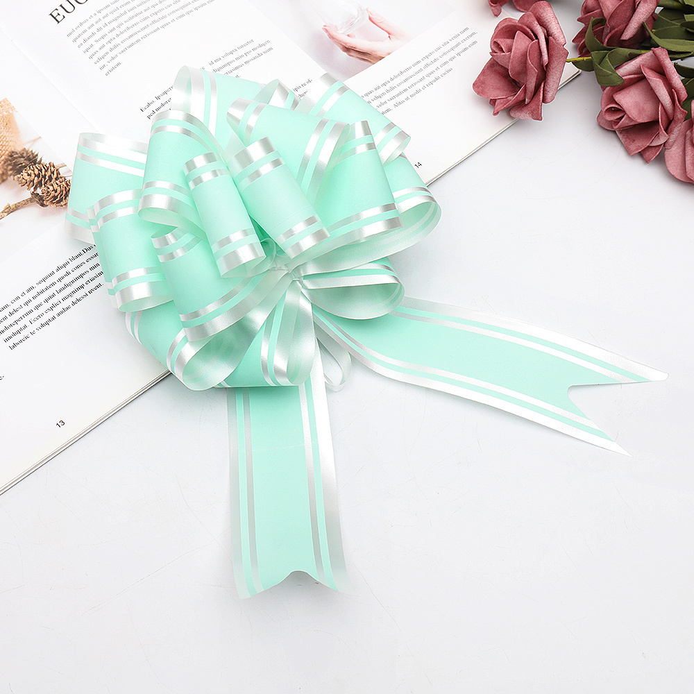 Handmade Gift Wrapping double stripes  edged Pull String Bows Wrap Ribbon for Wedding Party