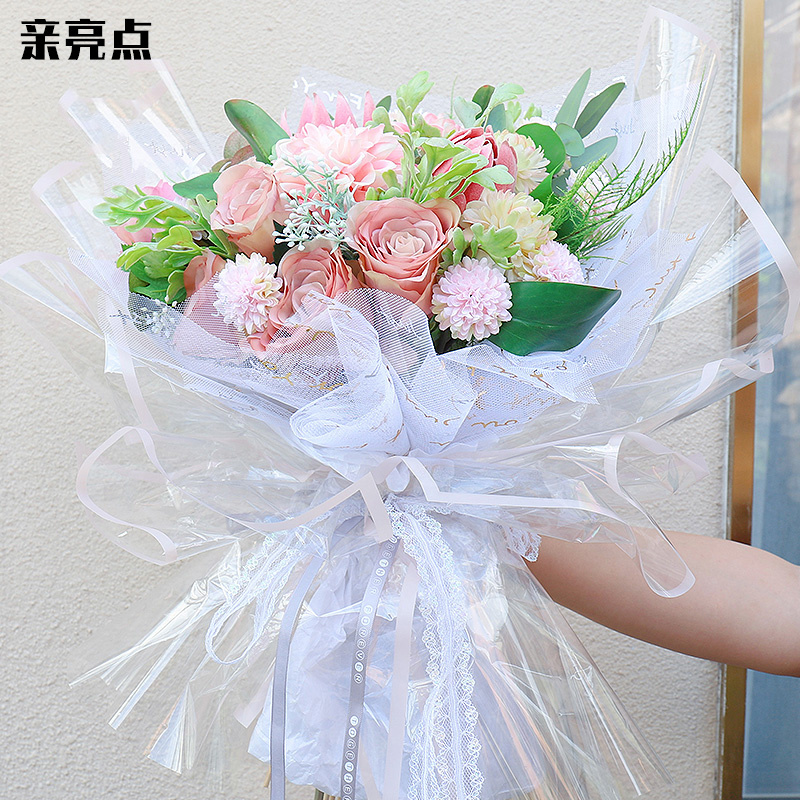 New bronzing English yarn Korean style flower packaging net yarn flower shop flower design rose wrapped gauze net material