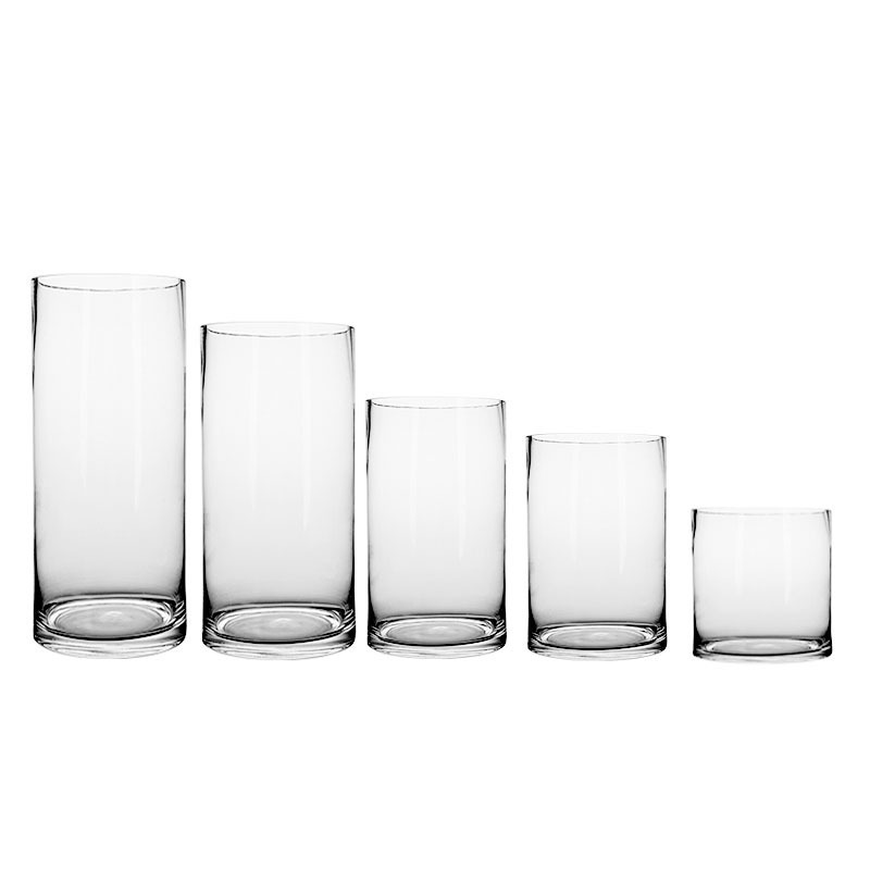 Simple thickening transparent glass cylindrical straight cylinder vase landing tall vase decorative ornaments