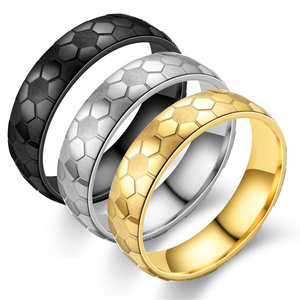 Fashion Jewelry 6MM New Football Ring Pattern Men And Women Couple Rings Stainless Steel Ring