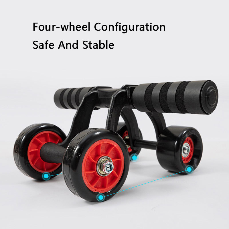 Hot Sale Home Gym Equipment 4-Wheel Exercise Abdominal Ab Wheel Roller  With Mat