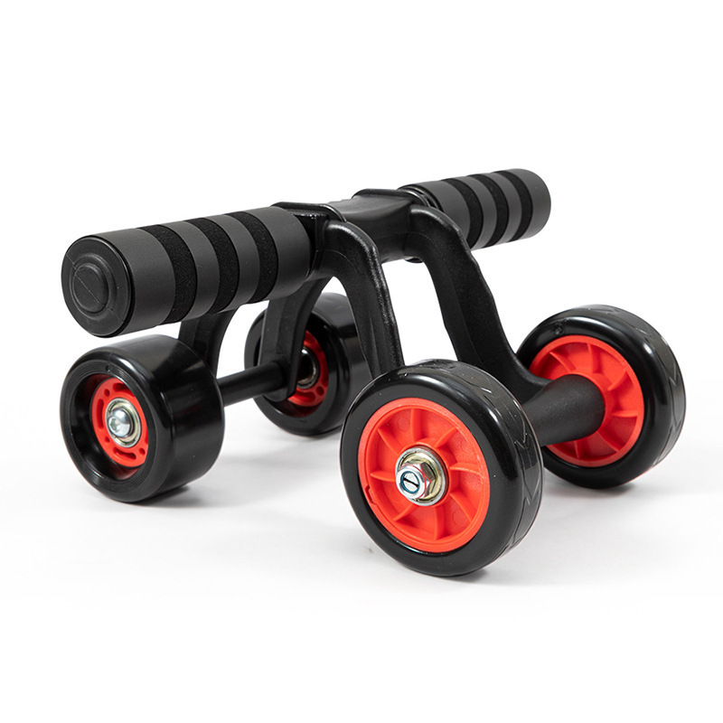 Hot Sale Home Gym Equipment 4-Wheel Exercise Abdominal Ab Wheel Roller  With Mat