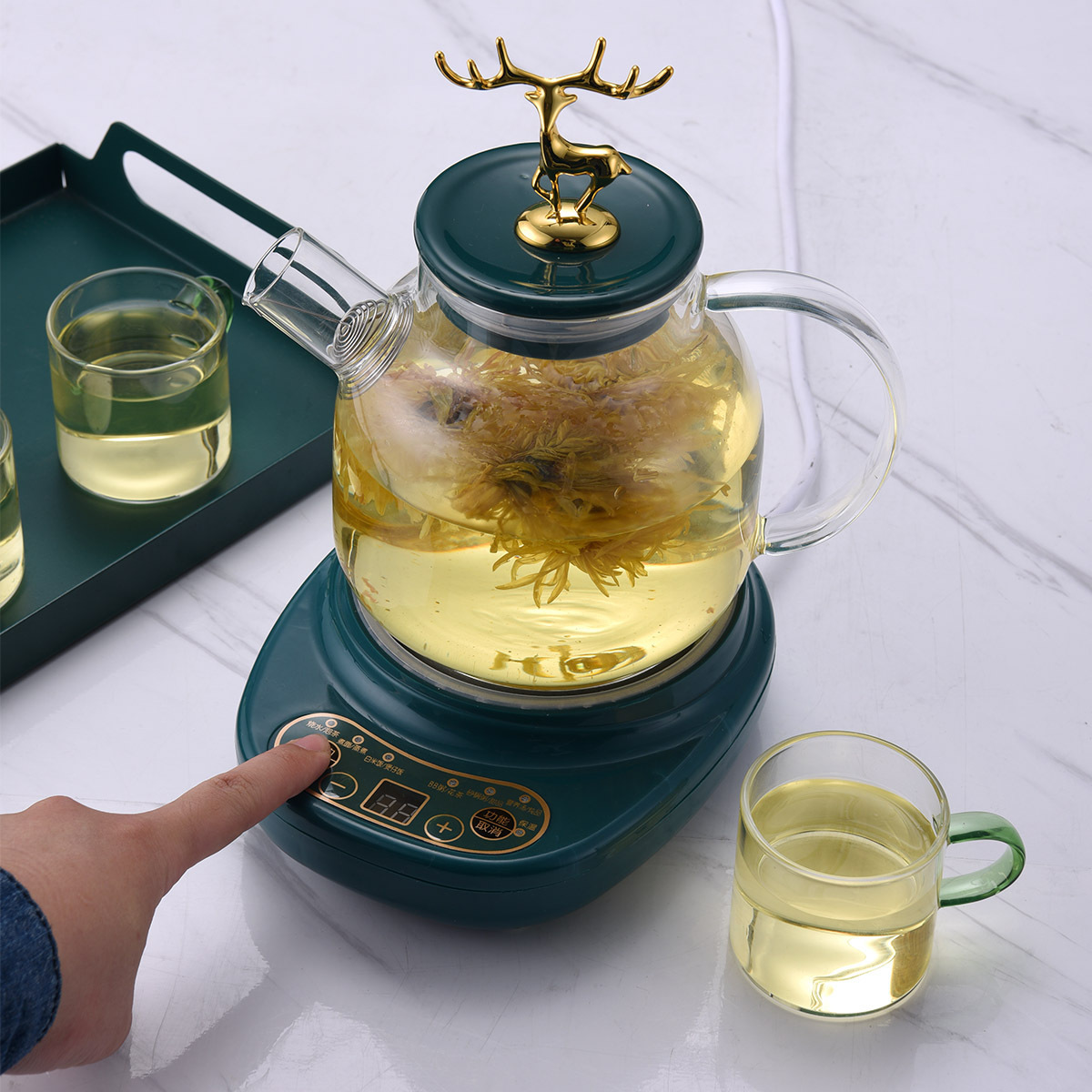 New Design 1.2L Mini Boiled Health Preserving Water Kettle  Multifunctional Electric Stewing Glass Tea Pot