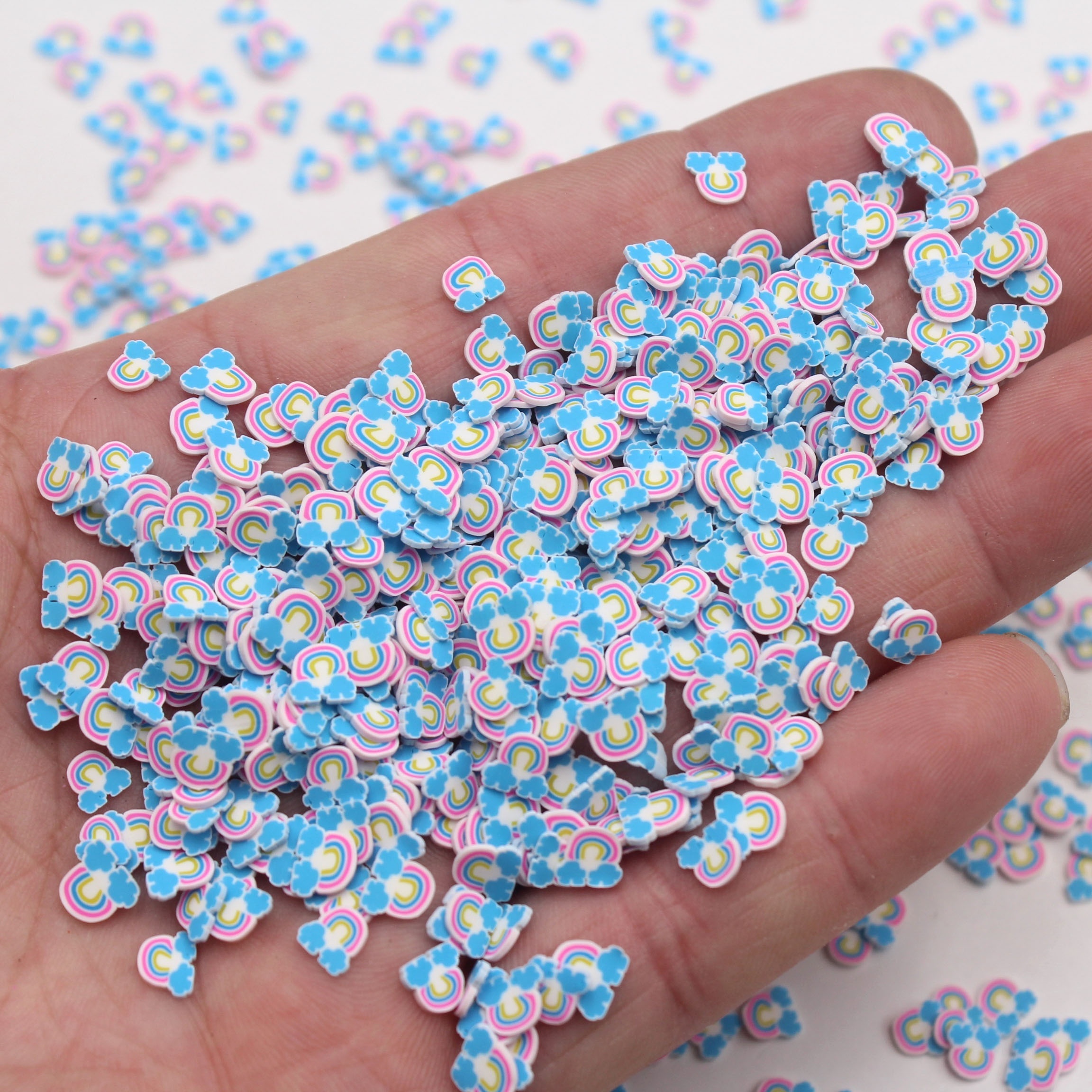 1KG/Bag 5mm Blue Rainbow Polymer Clay Slices Stuff Sprinkles Tumbler Shakers Accessories