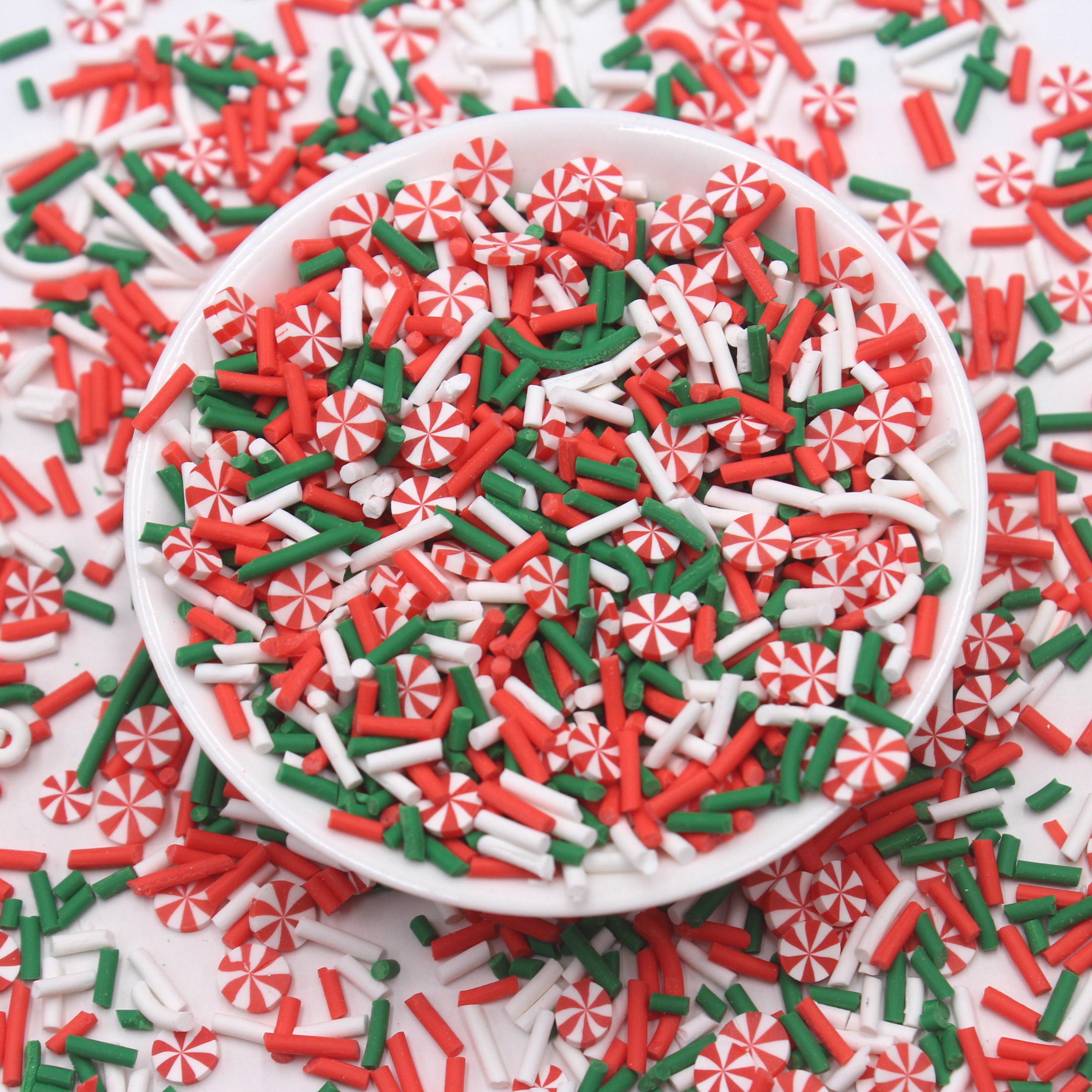 1KG/Bag Christmas Themed Red Peppermint Candy Mixture Clay Slices Sprinkles for DIY Crafts Slime Accessories