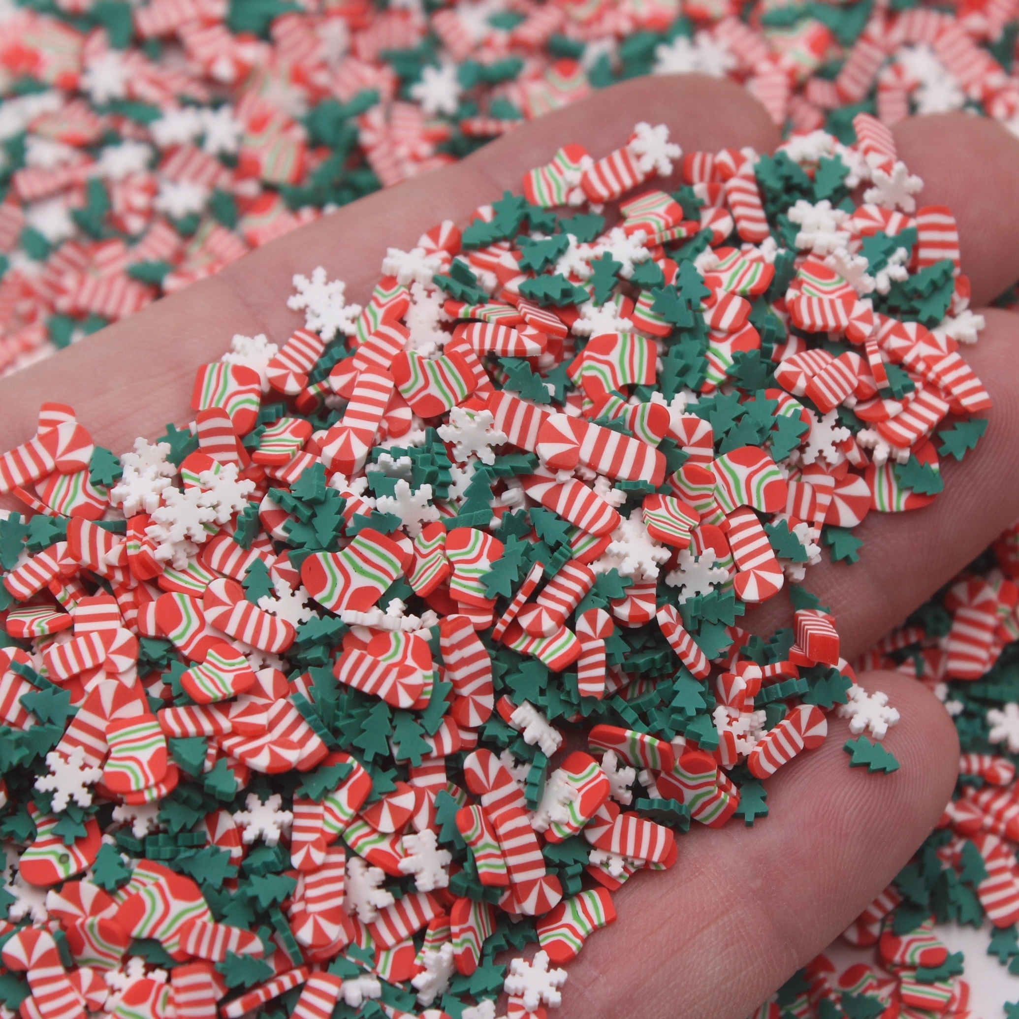 1KG 5mm Christmas Tree Mixed Crutch Snowflake Polymer Clay Slices Sprinkles for Slime Crafts Supplies Tumbler Shaker Filling