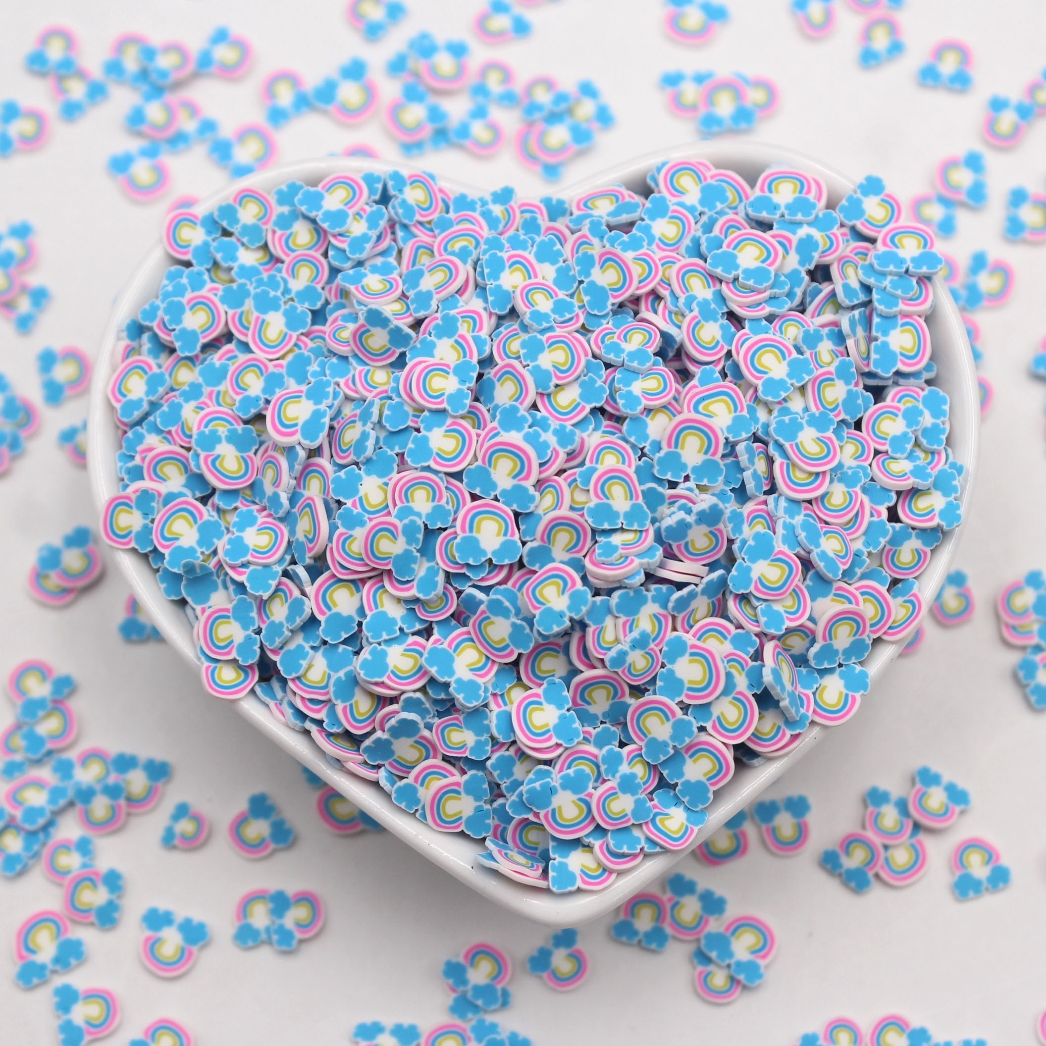 1KG/Bag 5mm Blue Rainbow Polymer Clay Slices Stuff Sprinkles Tumbler Shakers Accessories