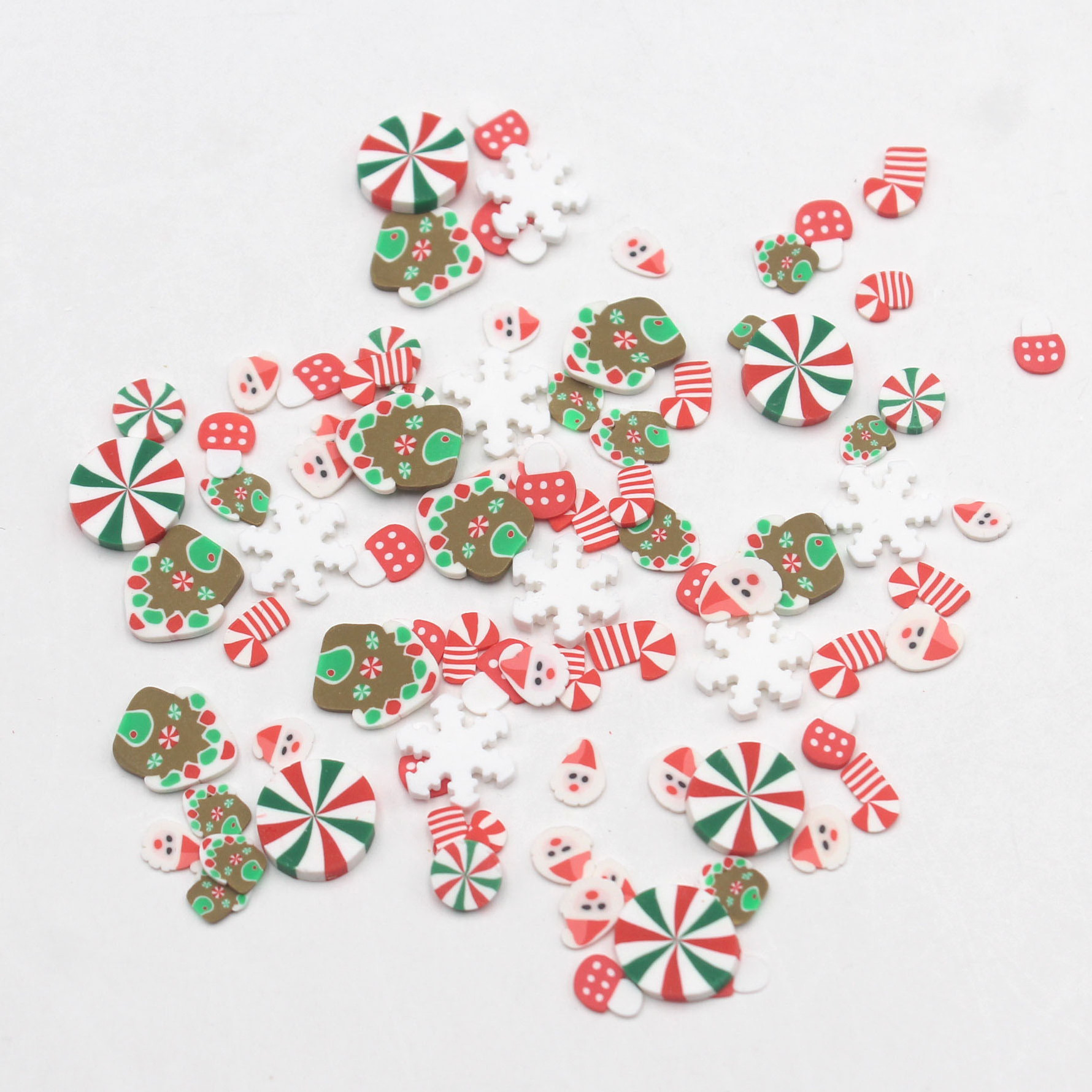 1KG Christmas Series 1cm Snowflake Gingerbread House Mushroom Mixture Polymer Clay Slice Sprinkles for Slime Shaker Filling