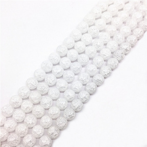 Wholesale 6/8/10/12mm Cracked White Crystal Quartz Round Semi-precious Gemstone Glass Loose Beads for Jewelry Making