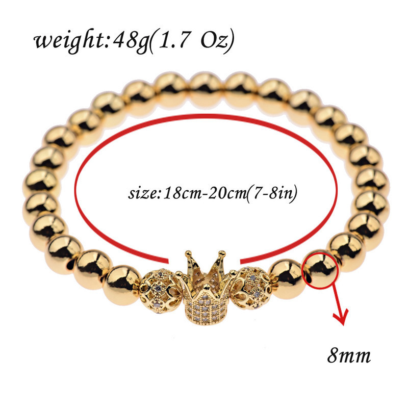 Spiritual Luxury Zircon Bead Jewelry Crown Bracelet Gold Plated Copper Bead Micro Pave CZ Lantern Bead Crown Charm Bracelet