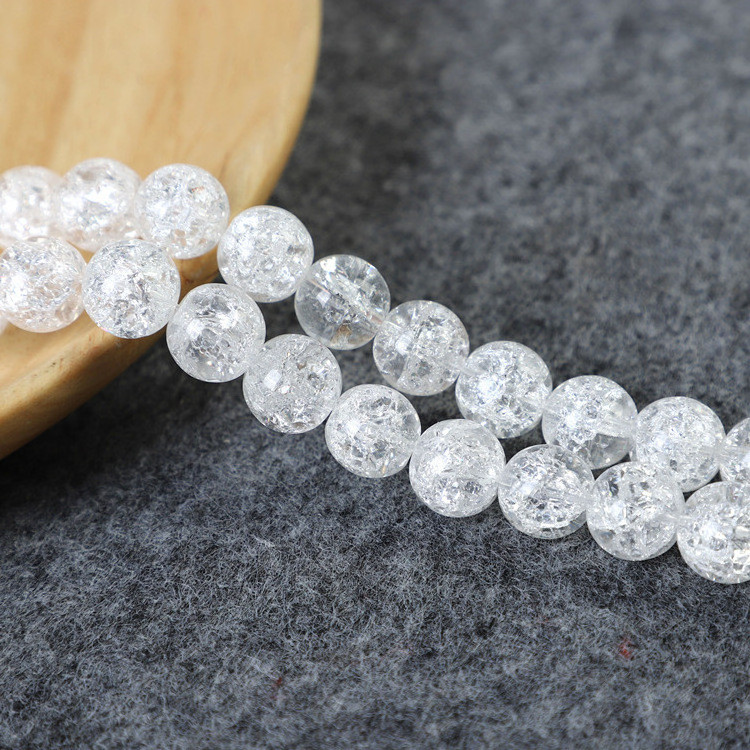 Wholesale 6/8/10/12mm Cracked White Crystal Quartz Round Semi-precious Gemstone Glass Loose Beads for Jewelry Making