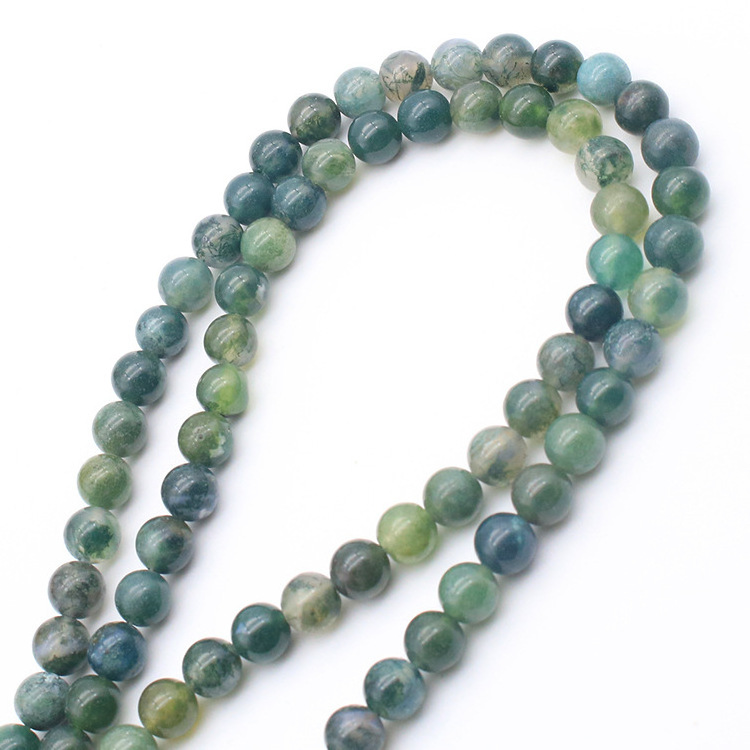 Wholesale Moss Grass Agate Natural Stone Round Loose Beads 4/6/8/10/12/14mm For jewelry Making DIY Bracelet Accessories