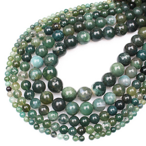 Wholesale Moss Grass Agate Natural Stone Round Loose Beads 4/6/8/10/12/14mm For jewelry Making DIY Bracelet Accessories