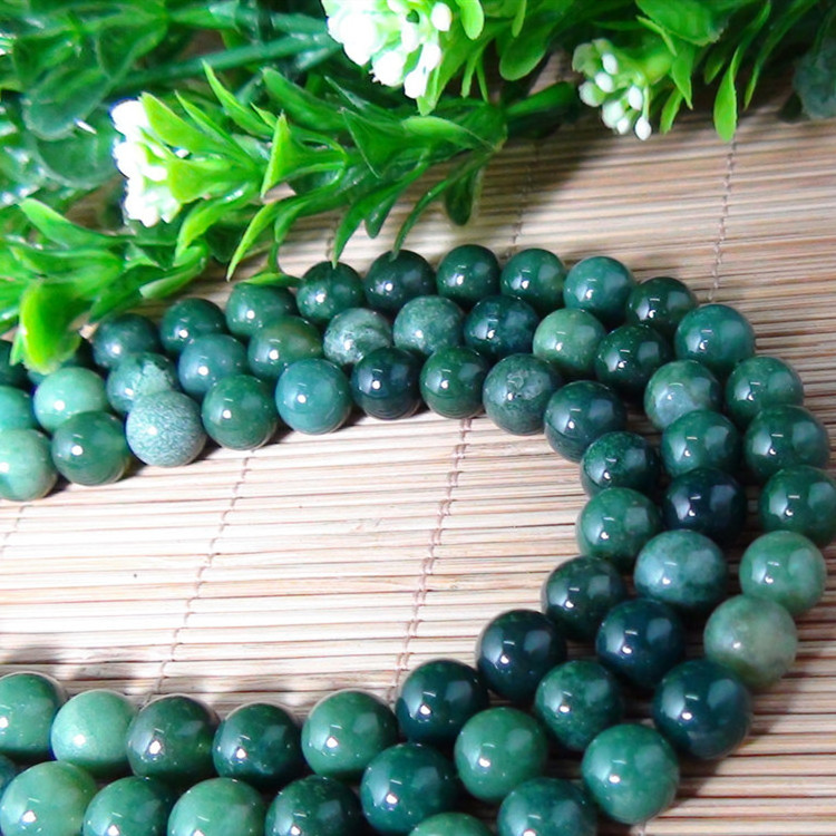 Wholesale Moss Grass Agate Natural Stone Round Loose Beads 4/6/8/10/12/14mm For jewelry Making DIY Bracelet Accessories