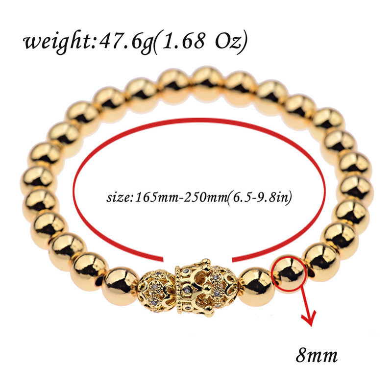 Spiritual Luxury Zircon Bead Jewelry Crown Bracelet Gold Plated Copper Bead Micro Pave CZ Lantern Bead Crown Charm Bracelet