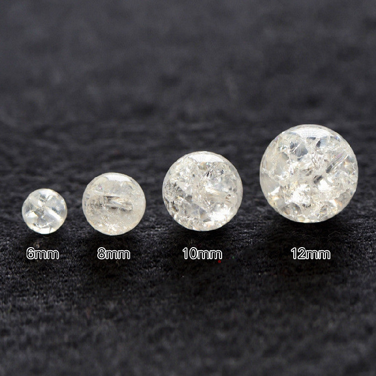 Wholesale 6/8/10/12mm Cracked White Crystal Quartz Round Semi-precious Gemstone Glass Loose Beads for Jewelry Making