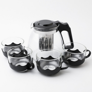 2024 Teapot 5-piece set of heat-resistant glass teapot filter health tea kettle set of flower brewing device tea set