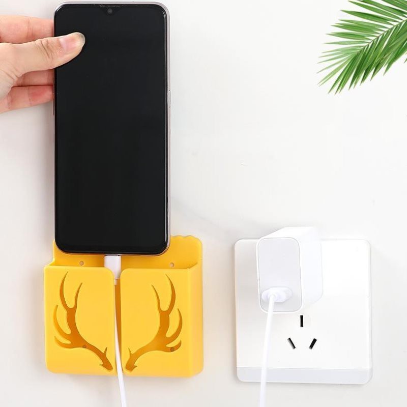 Home antler TV mobile phone racks remote control storage box bedroom free punch wall hanging shelf wall storage rack