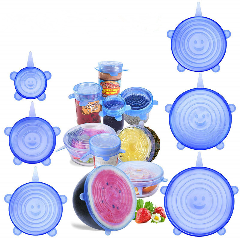 2024 New Silicone Stretch Lids Cover Multi Size 6 pack Reusable Food Seal Wrap For Various Sizes Shapes of Bowls