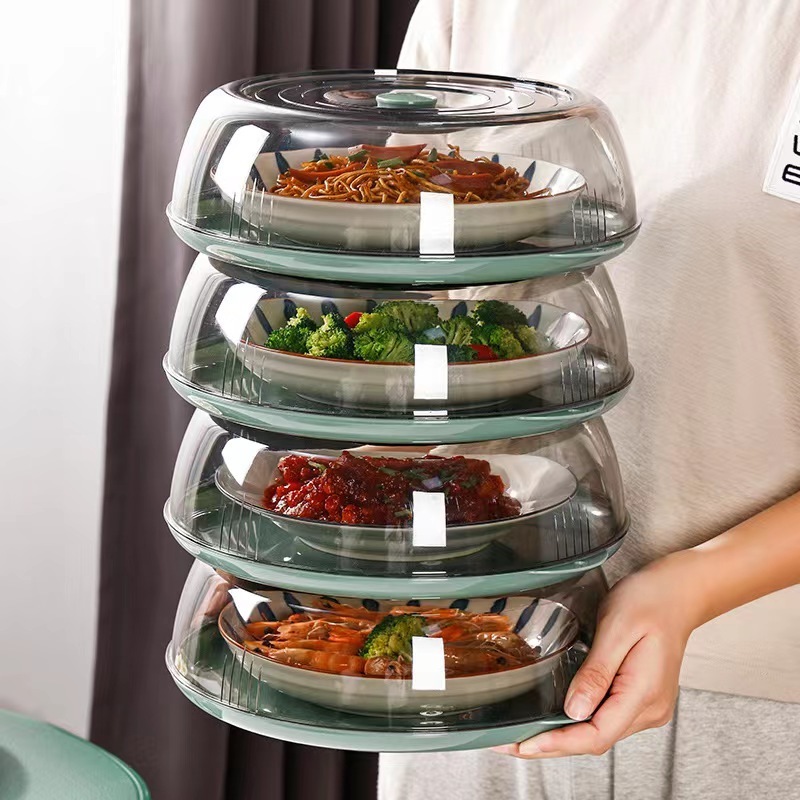 Wholesale Multi Layer Food Vegetable Cover Heat-insulated vegetable cover Plastic Microwave Food Plate Container Cover