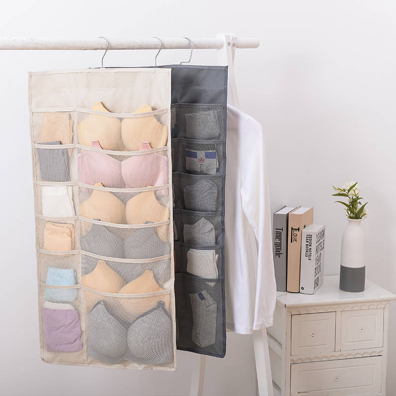 2024 Double sided Hanging Storage Bag For Underwear Hanging Books Organizer Wardrobe Closet Hanger Portable Clothing Storage Bag