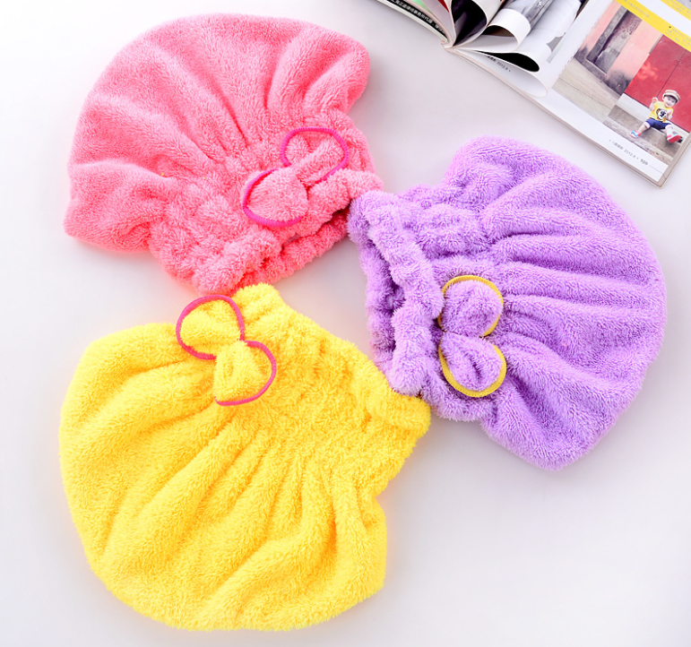 Woman magic quick dry hair coral velvet drying towel bath hat salon towel