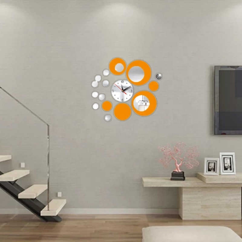 Hot Sale Direct Sales Of Crystal Three-dimensional Acrylic Wall Clocks Living Room Self-adhesive Wall Clocks Creative Wall